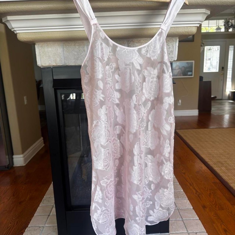 Secret Treasures blush pink sheer floral slip dress satin straps   size 1XL